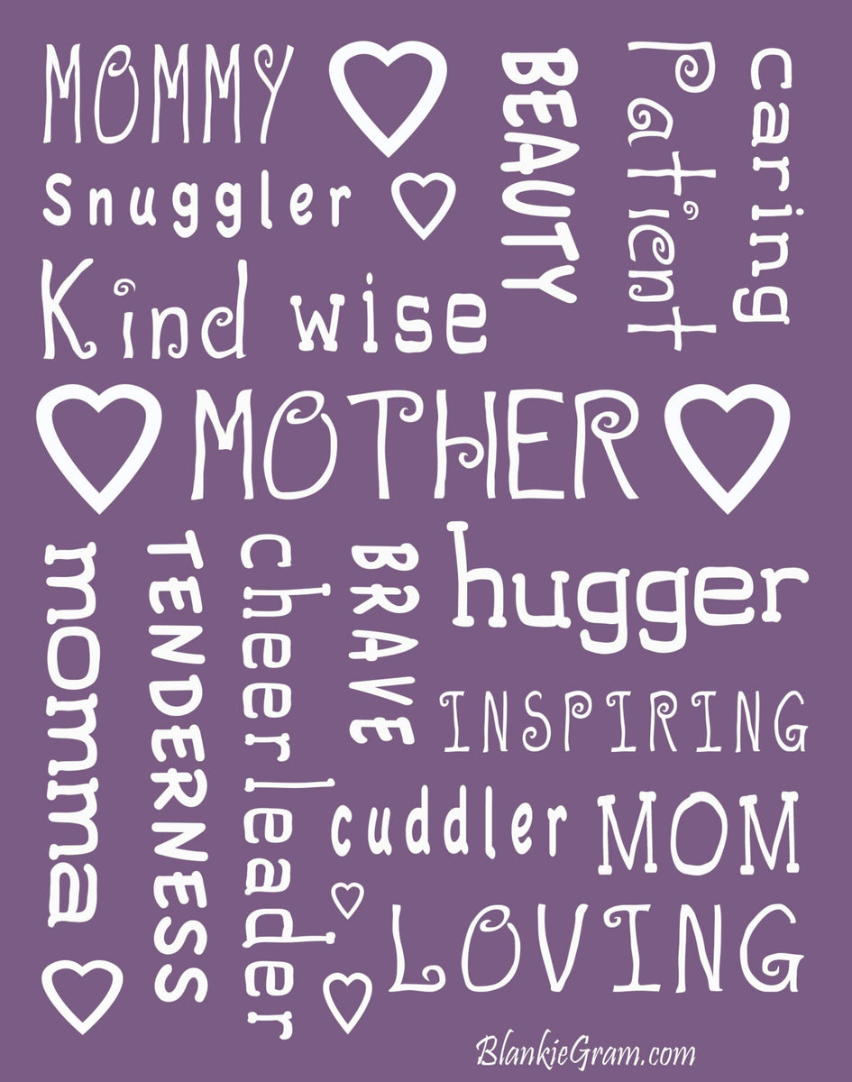 Mother Throw Blanket for Loving Kind Inspiring Moms Purple