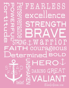 Bravery Inspirational Throw Blanket For Strength & Encouragement (Pink)