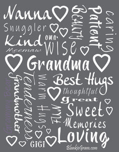 Grandmother Throw Blanket for Kind Loving and Inspiring Grandmas The Perfect Caring Gift (Gray)