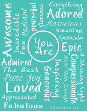Load image into Gallery viewer, You Are Awesome Throw Blanket to Express Gratitude and Admiration (Teal)