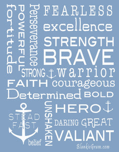 Bravery Inspirational Throw Blanket For Strength & Encouragement (Blue)