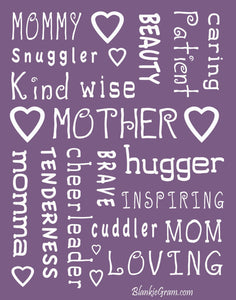Mother Throw Blanket for Loving, Kind & Inspiring Moms (Purple)