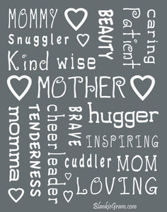 Mother Throw Blanket for Loving, Kind & Inspiring Moms (Grey)