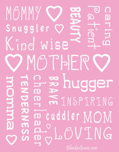 Mother Throw Blanket for Loving, Kind & Inspiring Moms (Pink)