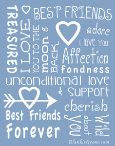 I love You Throw Blanket The Perfect Caring Gift for Best Friends, Couples & Family, (Blue)