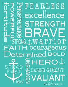 Bravery Inspirational Throw Blanket For Strength & Encouragement (Teal)