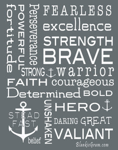 Bravery Inspirational Throw Blanket For Strength & Encouragement (Grey)