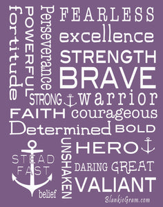 Bravery Inspirational Throw Blanket For Strength & Encouragement (Purple)