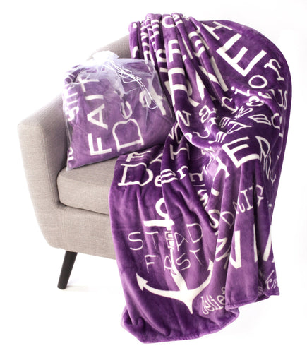 Bravery Inspirational Throw Blanket For Strength & Encouragement (Purple)
