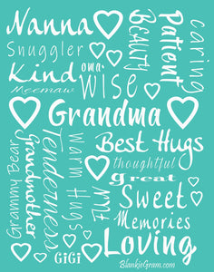 Grandmother Throw Blanket for Kind Loving and Inspiring Grandmas The Perfect Caring Gift (Teal)