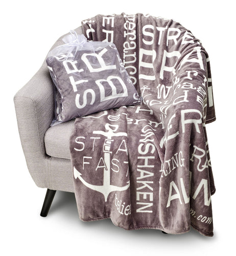 Bravery Inspirational Throw Blanket For Strength & Encouragement (Grey)