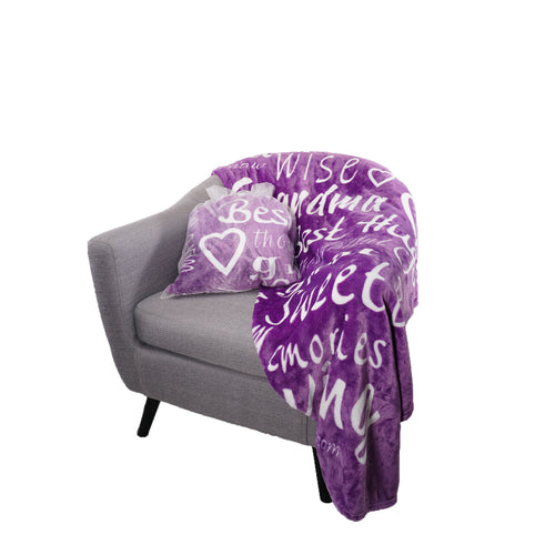 Grandmother Throw Blanket for Kind Loving and Inspiring Grandmas The Perfect Caring Gift (Purple)